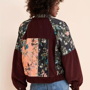 Anthropologie Multicolor Floral Bomber Jacket